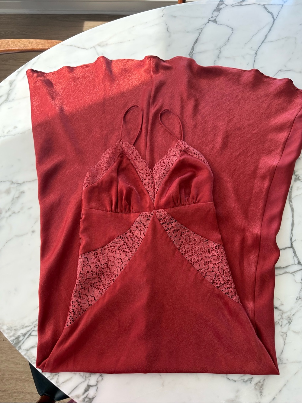 Mango Orange/Res Lace-Trim maxi Dress